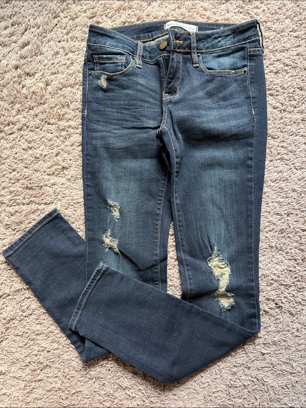 Bullhead Dark Blue Distressed Skinny Jeans